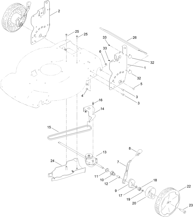 Rear Wheel and Height of Cut Assembly