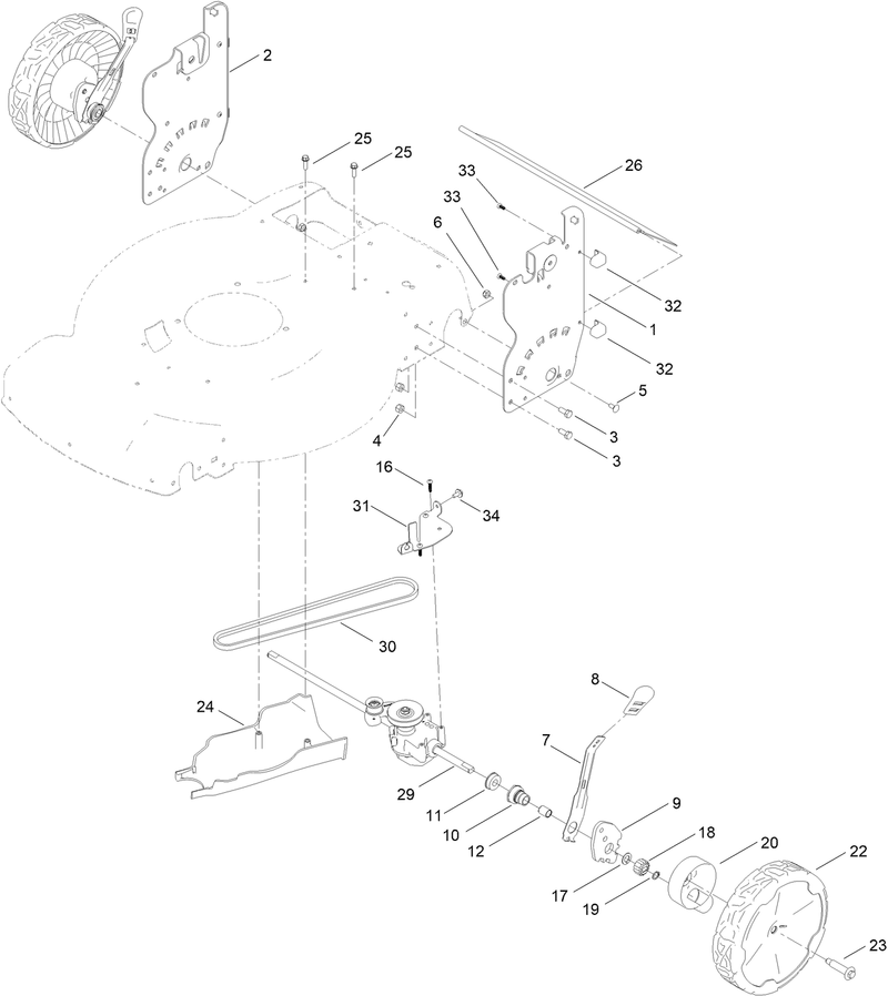 Rear Wheel and Height of Cut Assembly