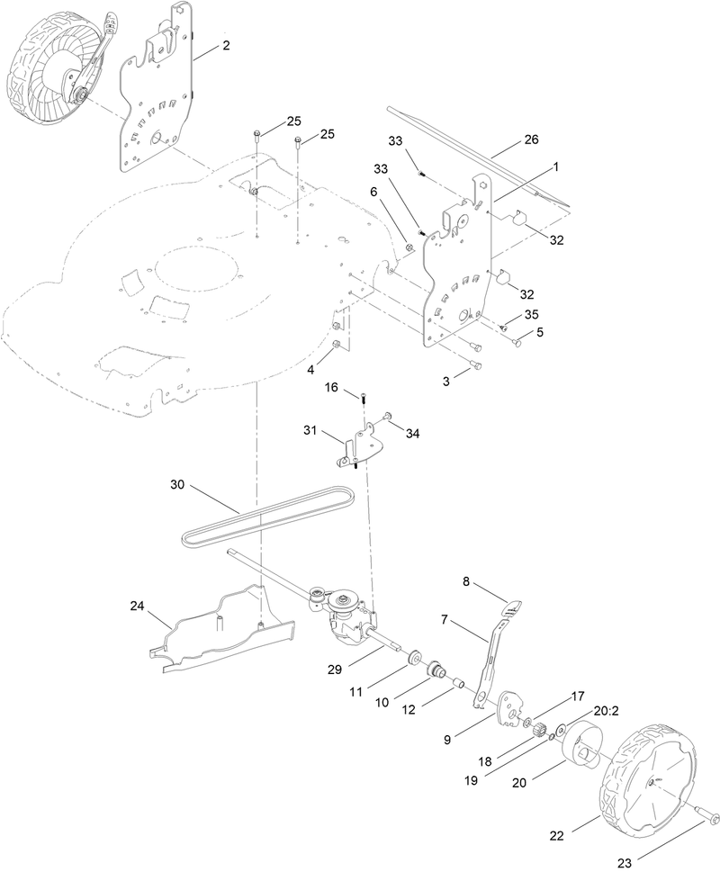 Rear Wheel and Height of Cut Assembly