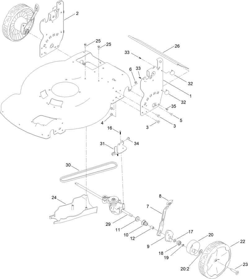 Rear Wheel and Height of Cut Assembly