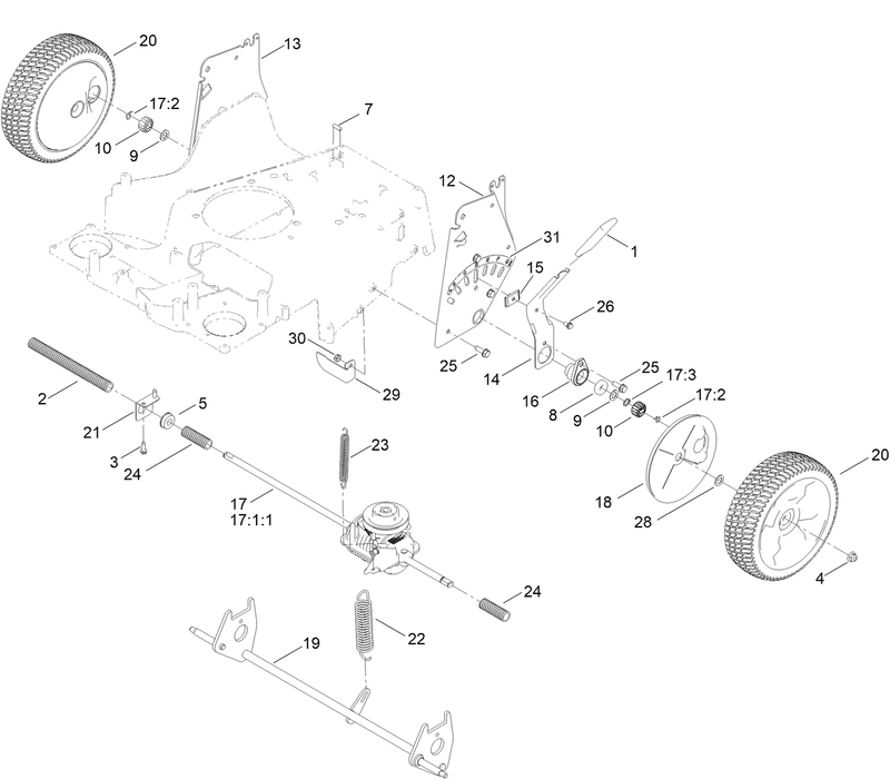 Rear Wheel and Height of Cut Assembly