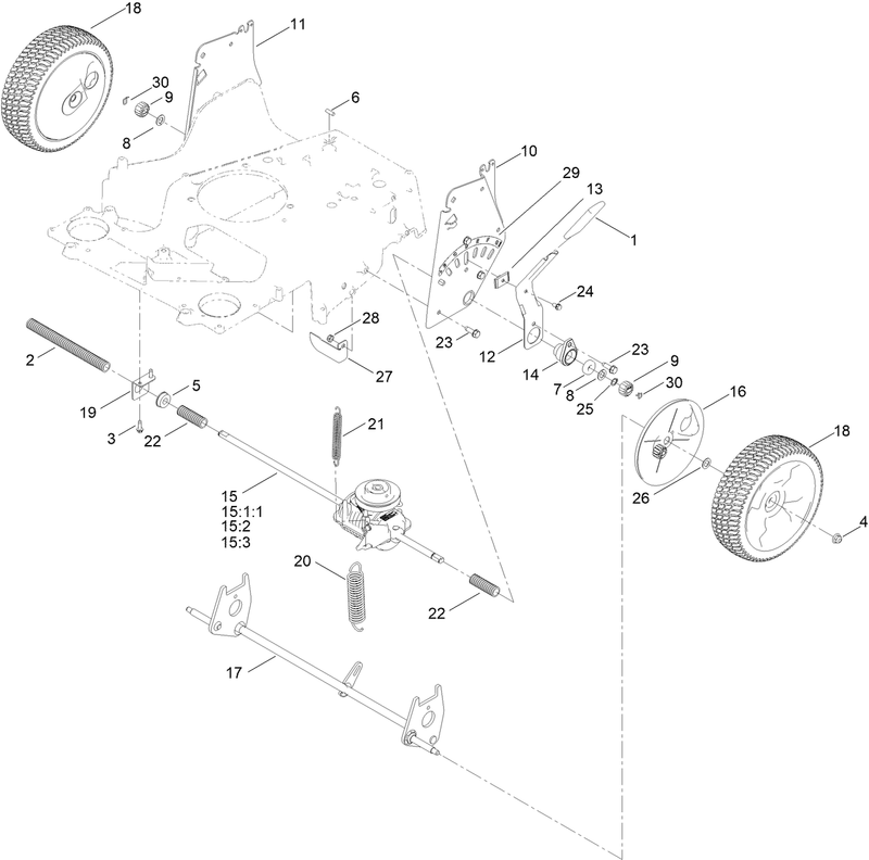 Rear Wheel and Height of Cut Assembly