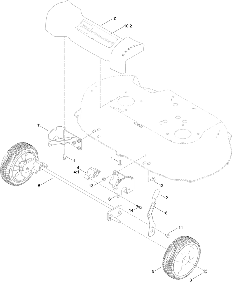 Front Wheel and Height of Cut Assembly