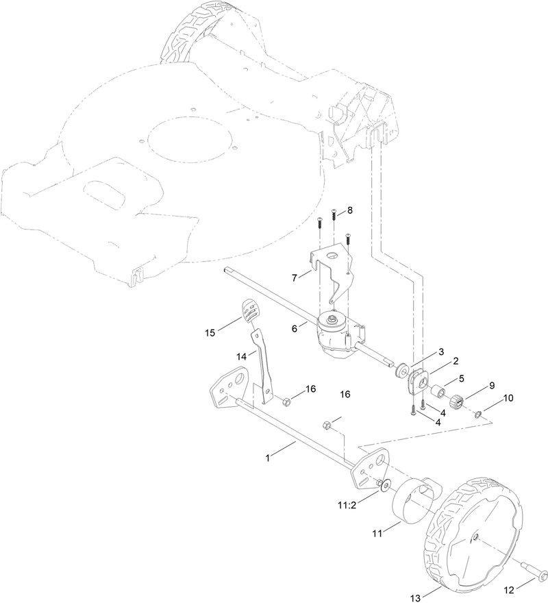 Rear Wheel and Height of Cut Assembly