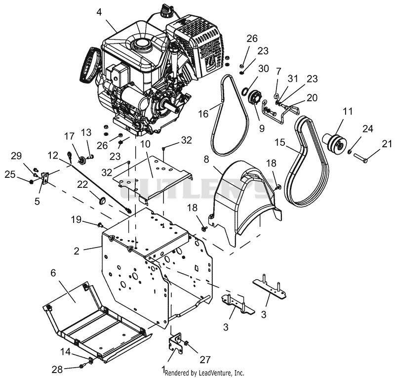 Engine, Frame And Belt Drive