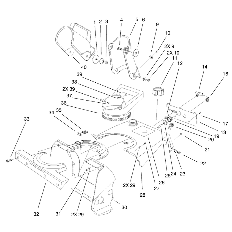 Housing, Upper Shroud, and Chute Assembly