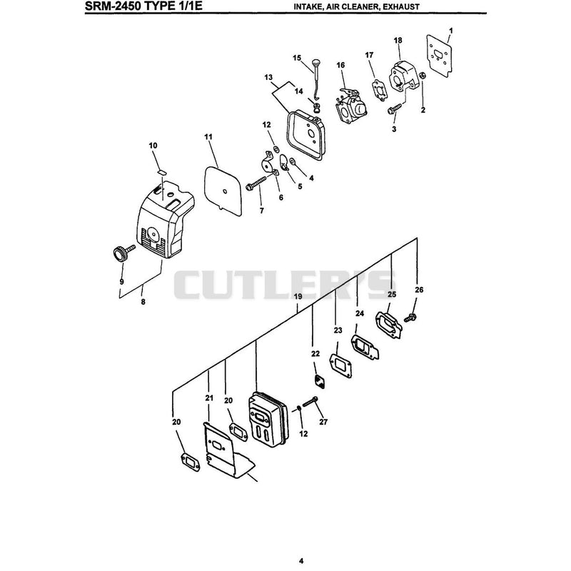 Intake, Air Cleaner, Exhaust  Type 1/1E