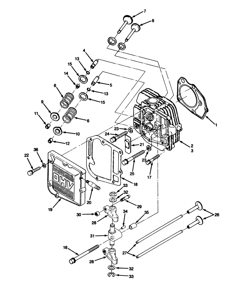 14hp Engine Cylinder Head and Valves Assembly