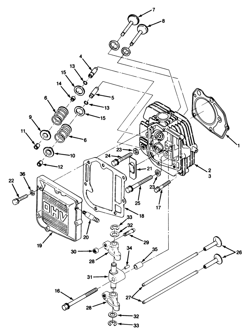 14hp Engine Cylinder Head and Valves Assembly