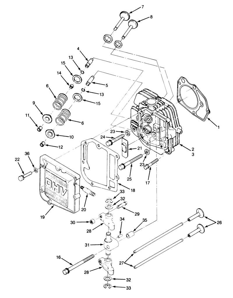 14hp Engine Cylinder Head and Valves Assembly