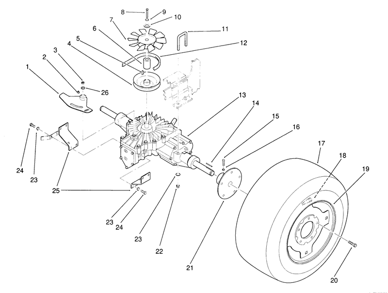 Rear Wheel And Transmission Assembly