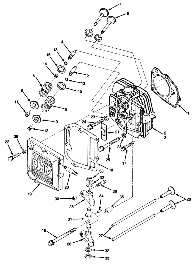 14hp Engine Cylinder Head and Valves Assembly