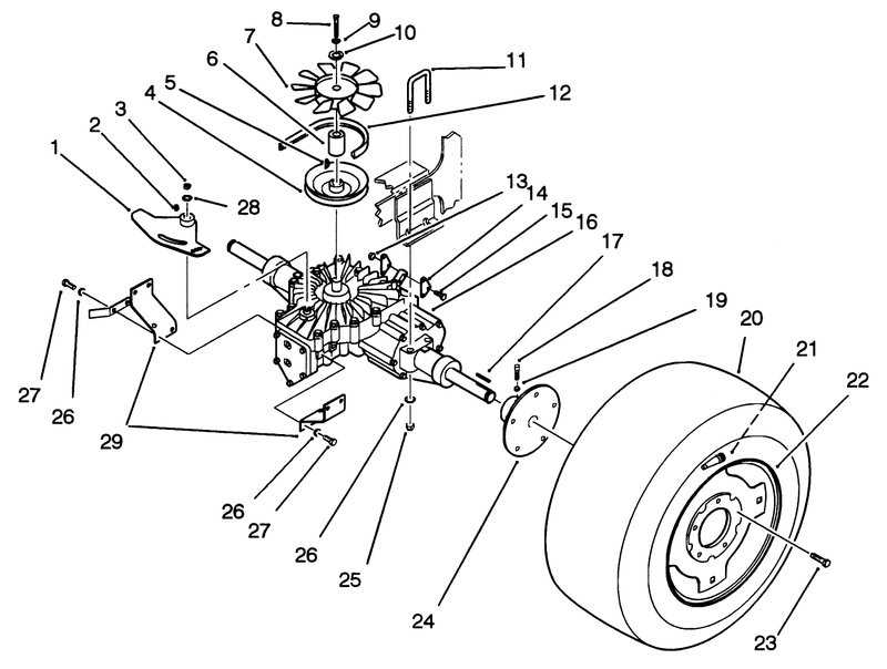 Rear Wheel And Transmission Assembly