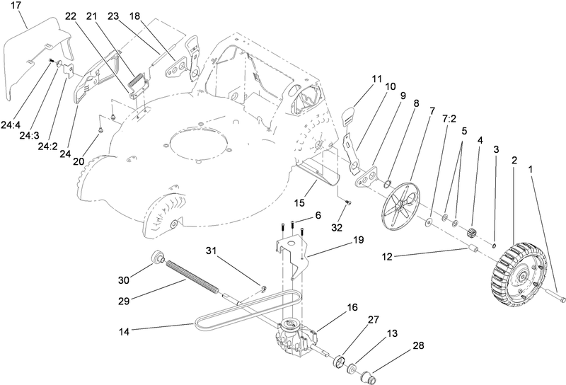 Disharge Door and Rear Wheel Assembly