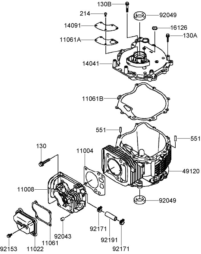 Cylinder and Crankcase Assembly Kawasaki FJ180V AS28