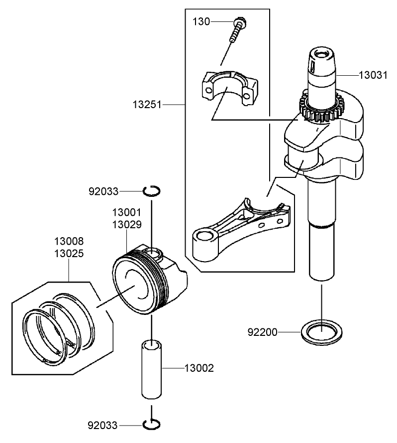 Piston and Crankshaft Assembly Kawasaki FJ180V AS28