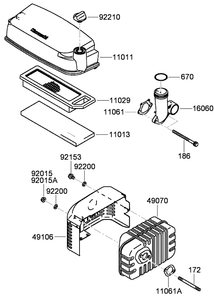 Air Filter and Muffler Assembly Kawasaki FJ180V-AS58