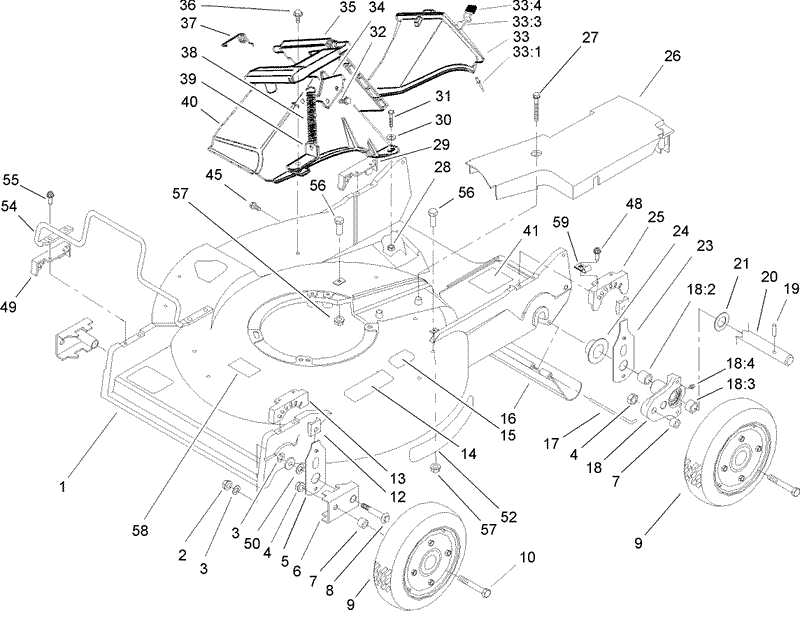 Deck Discharge Door and Wheel Assembly