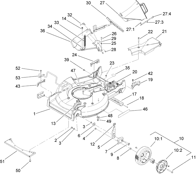 Deck Chute and Wheel Assembly