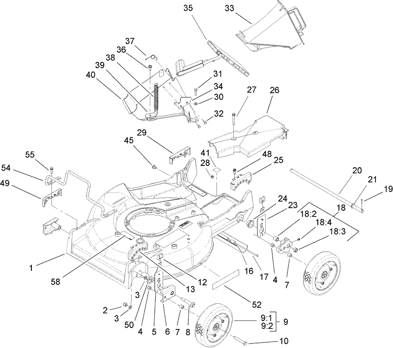 Deck Chute and Wheel Assembly