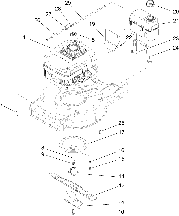Engine Fuel Tank and Blade Assembly