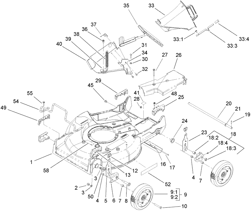 Deck Chute and Wheel Assembly