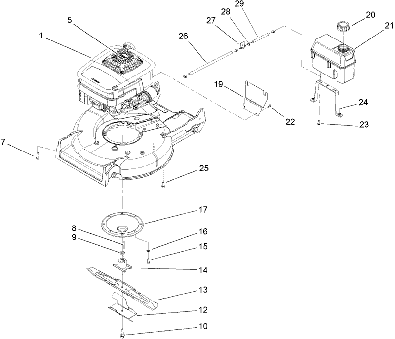 Engine Fuel Tank and Blade Assembly