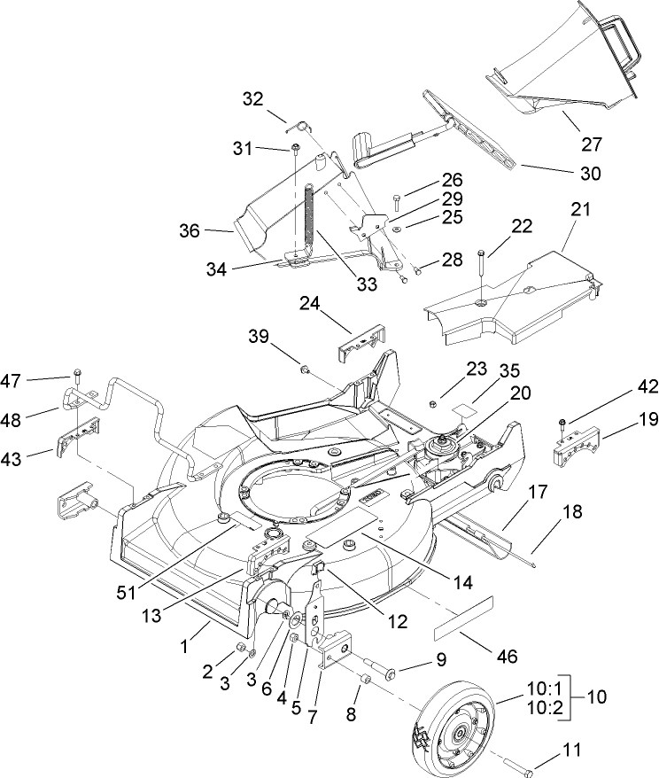 Deck Chute and Wheel Assembly