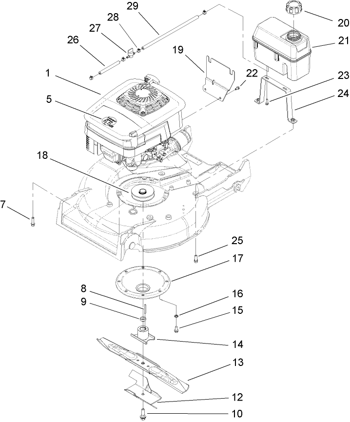 Engine Fuel Tank and Blade Assembly