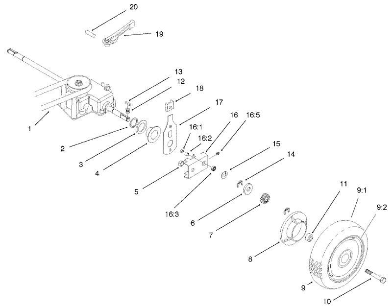 Gearcase and Rear Wheel Assembly