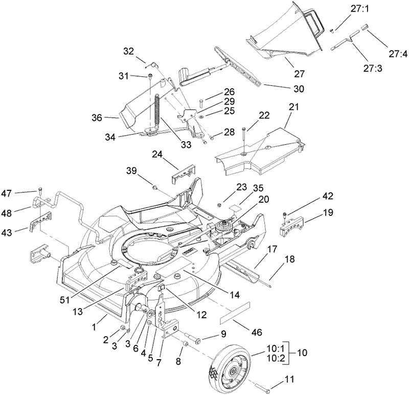 Deck Chute and Wheel Assembly