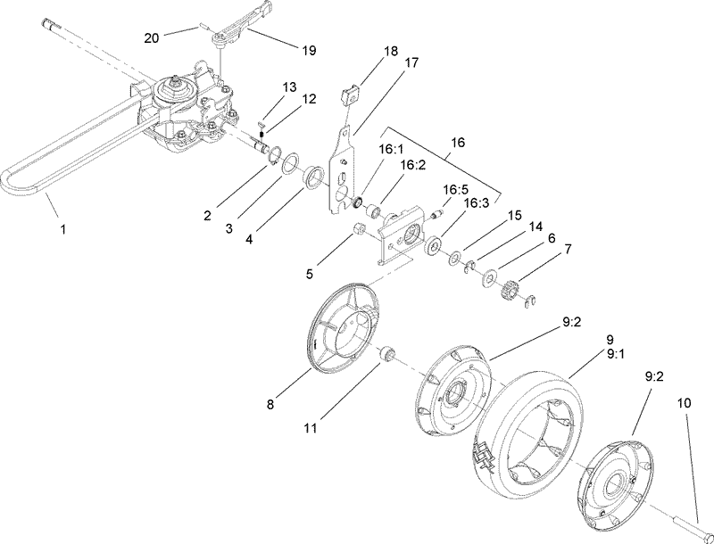 Gearcase and Rear Wheel Assembly