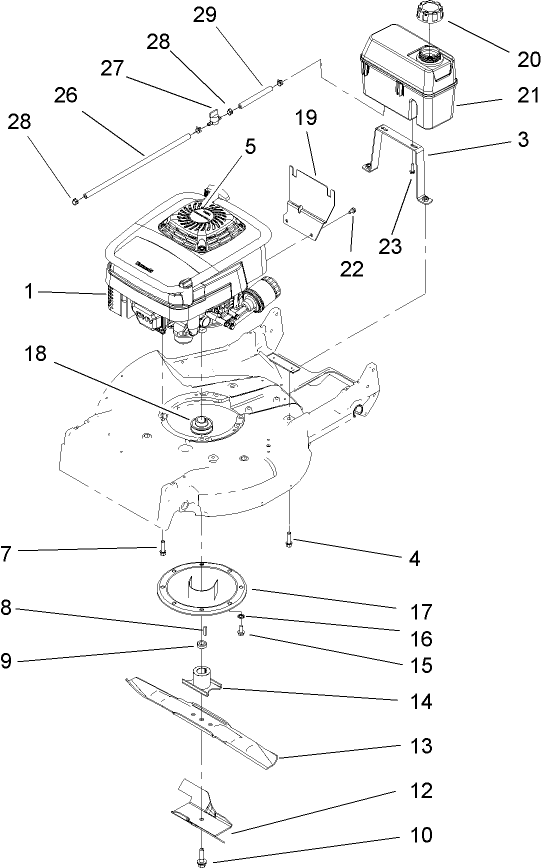 Engine Fuel Tank and Blade Assembly