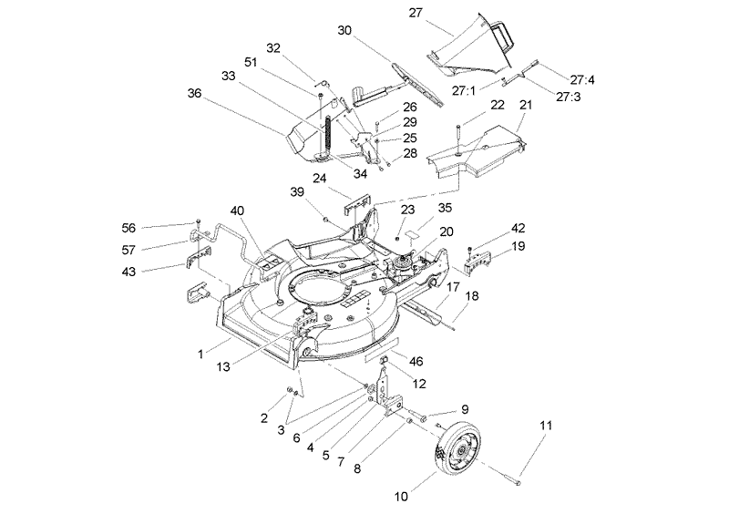 Deck Chute and Wheel Assembly