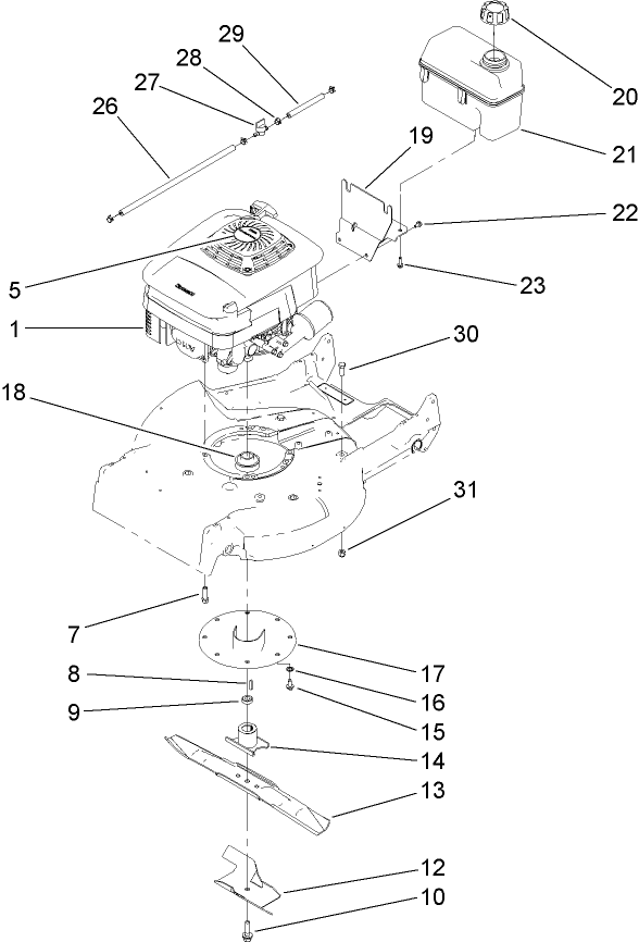 Engine Fuel Tank and Blade Assembly