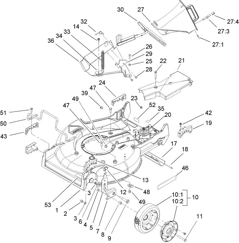 Deck Chute and Wheel Assembly