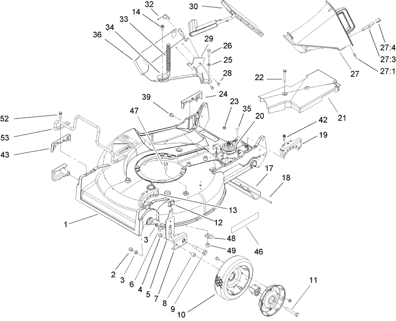 Deck Chute and Wheel Assembly