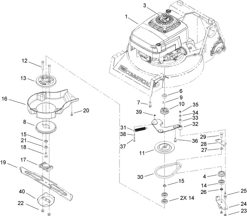 Engine and Blade Brake Clutch Assembly