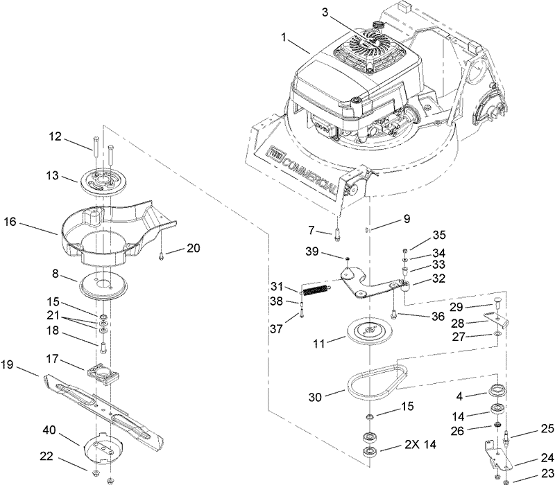 Engine and Blade Brake Clutch Assembly