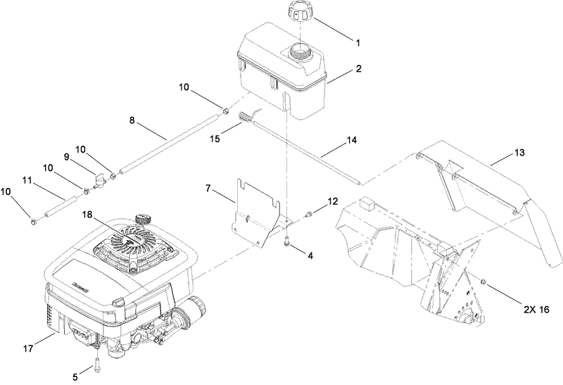 Engine and Fuel Tank Assembly
