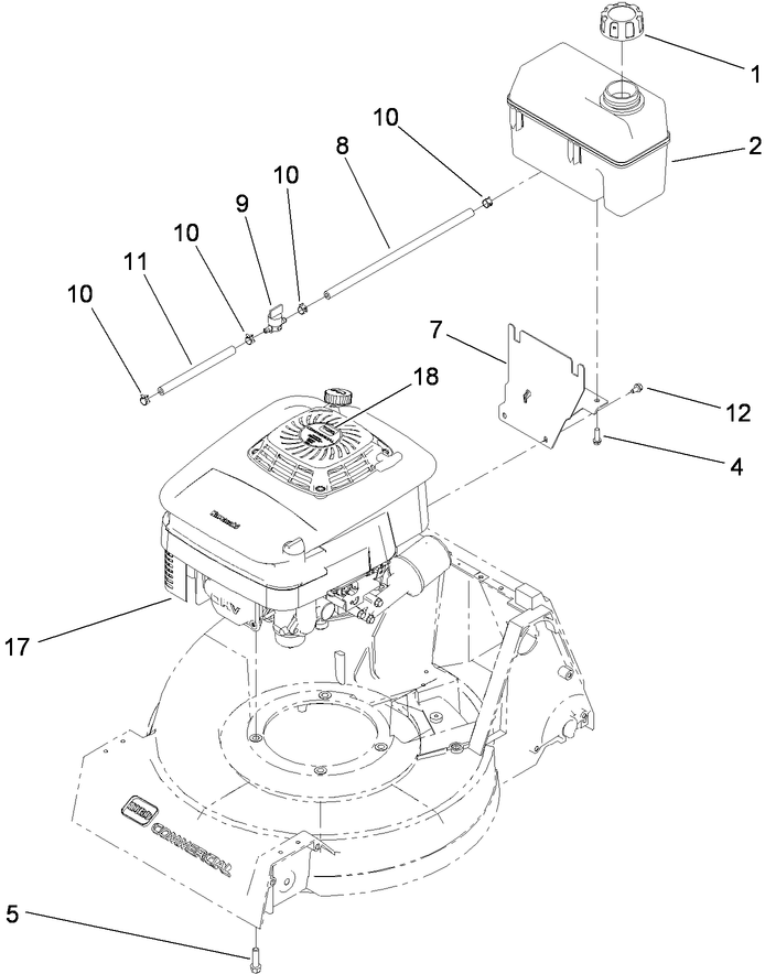 Engine and Fuel Tank Assembly