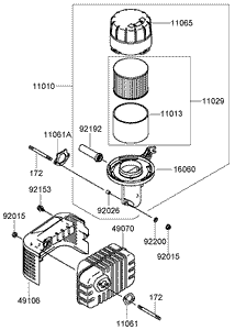 Air Filter and Muffler Assembly Kawasaki FJ180V-AS31