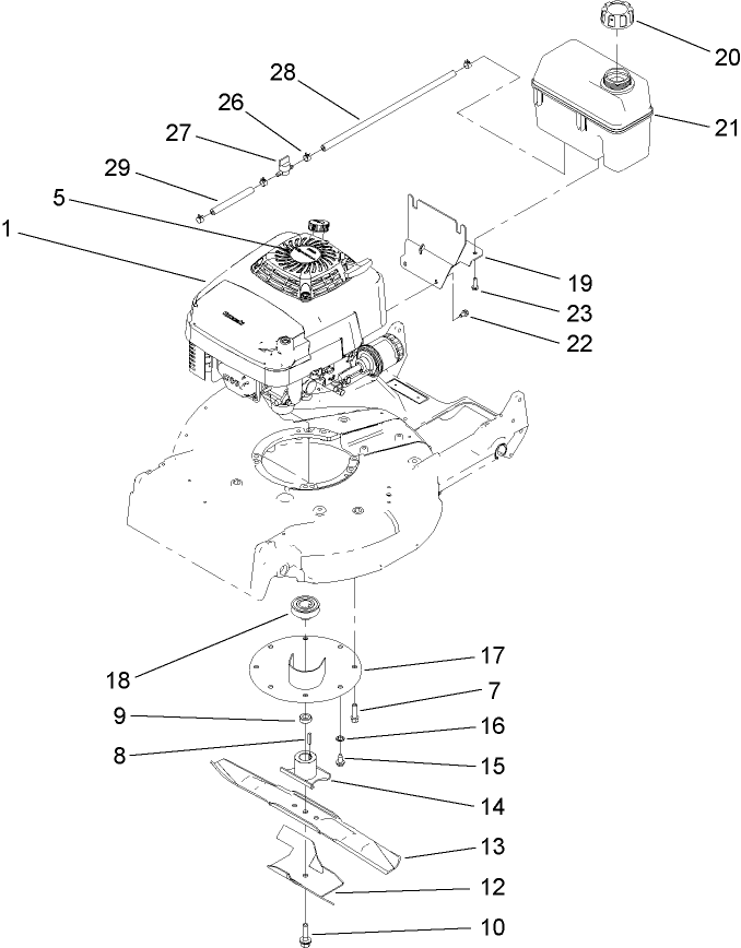 Engine and Fuel Tank Assembly
