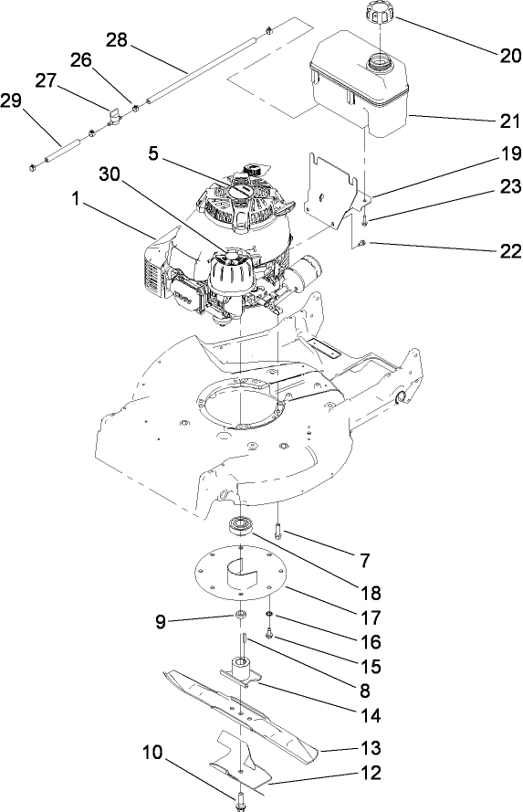 Engine and Fuel Tank Assembly