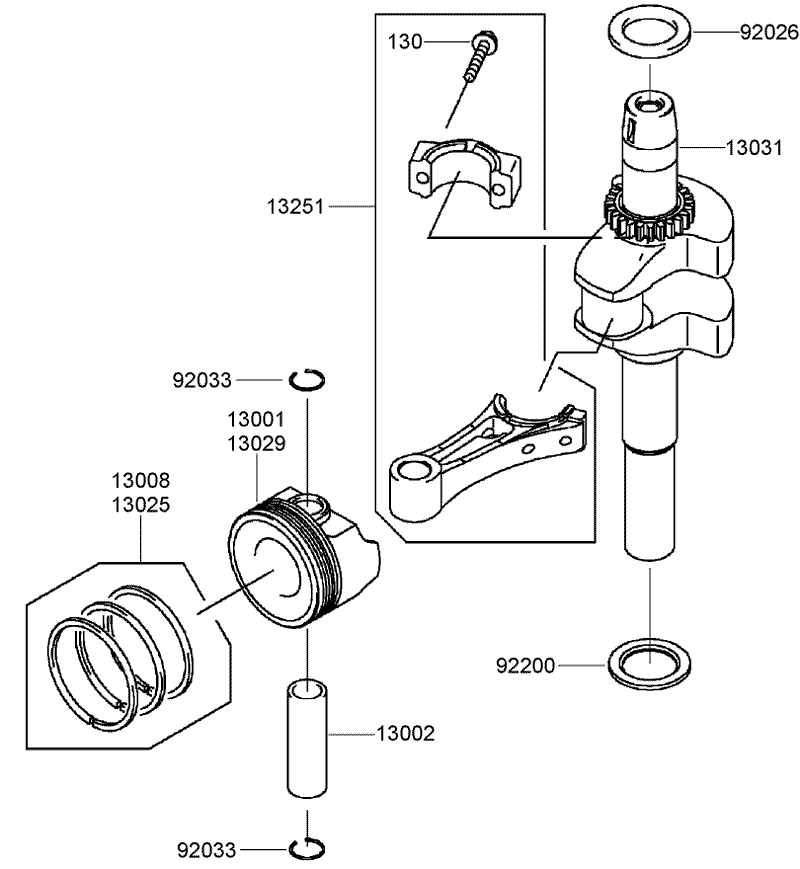 Piston and Crankshaft Assembly Kawasaki FJ180V AS31