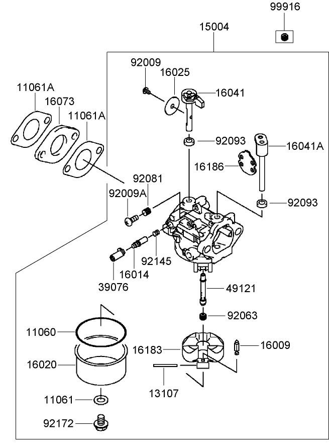Carburetor Assembly Kawasaki FJ180V AS30