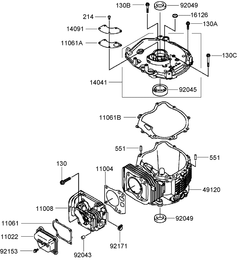 Cylinder and Crankcase Assembly Kawasaki FJ180V AS30