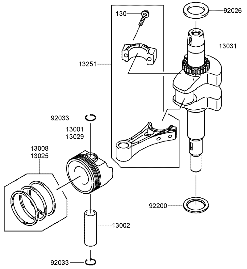 Piston and Crankshaft Assembly Kawasaki FJ180V AS30