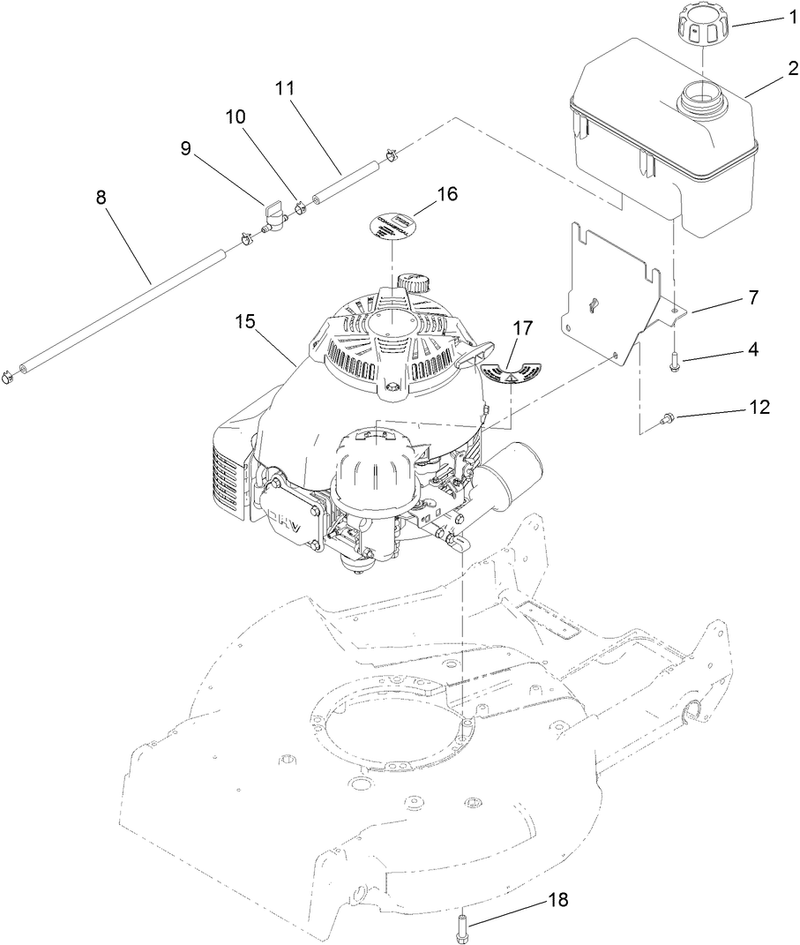 Engine and Fuel Tank Assembly