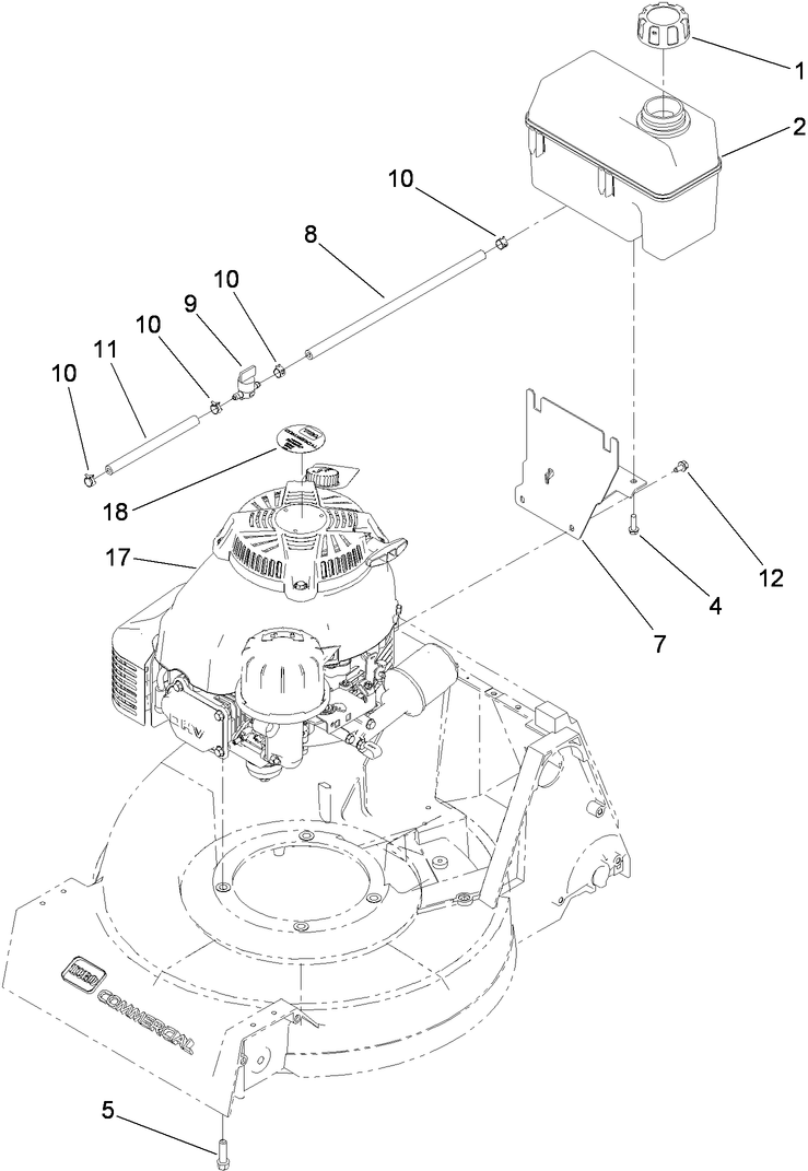 Engine and Fuel Tank Assembly